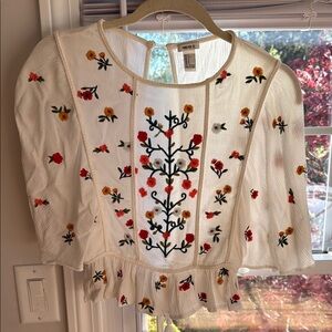 Embroidered Floral Blouse - Cream